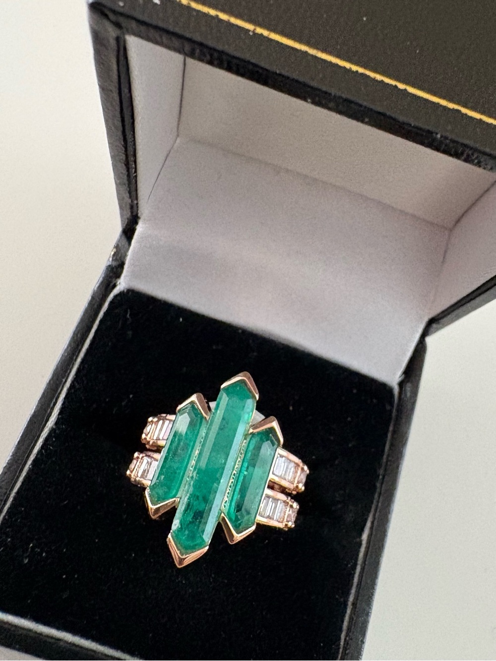 Bomb Party Skyline Stack Ring RG22242 Emerald Rose Gold Plating